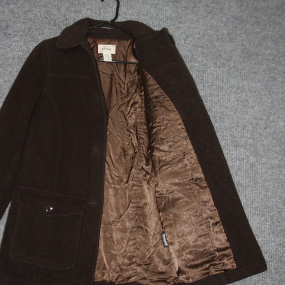 LL Bean Wool Blend Thinsulate Insulated Coat Womens S Brown OFJQ3 Button Up - Picture 5 of 8